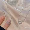 Sweet Hollow Heart Pendant Necklace Faux Diamond Collar Chain Necklace For Girl Daughter Party Jewelry Birthday Gift