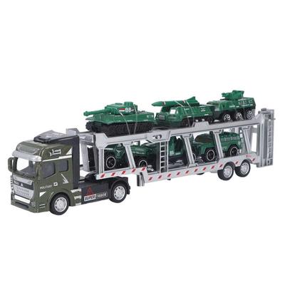 Camion da trasporto in scala 1/48 con giocattoli per auto, set di veicoli da trasporto in lega di plastica portatile con modelli di auto per regali e ornamenti