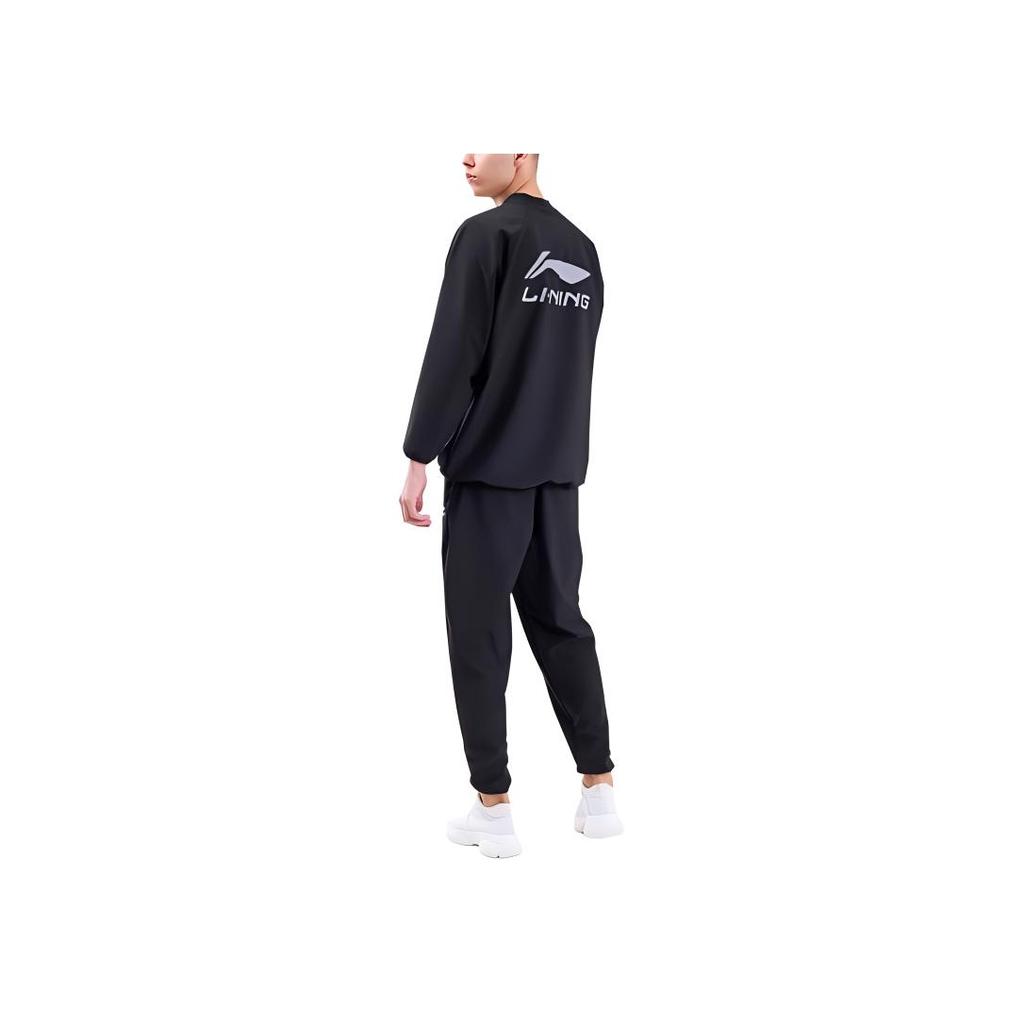 Li Ning Sweat Series Comfortable Breathable Fitness Leisure Sports Suit Unisex Suit Black LWLU005-1