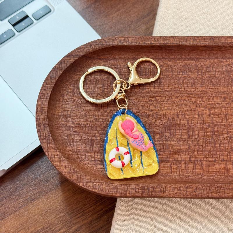Creative Swimming Keychain Anti-scratch Pool Key Ring 1 PCS Lightweight Pendant for Car Key Bag Summer Party Gift