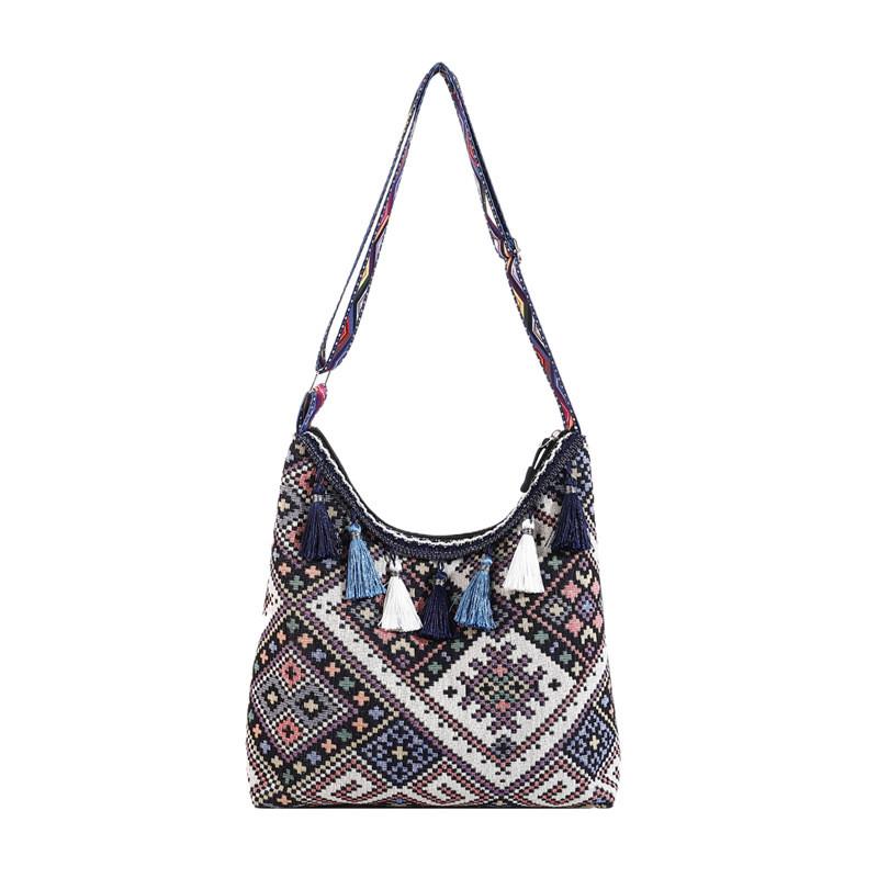 Embroidery Tassels Style Large Shoulder Bags Capacity Single Girl Shoulder Bag