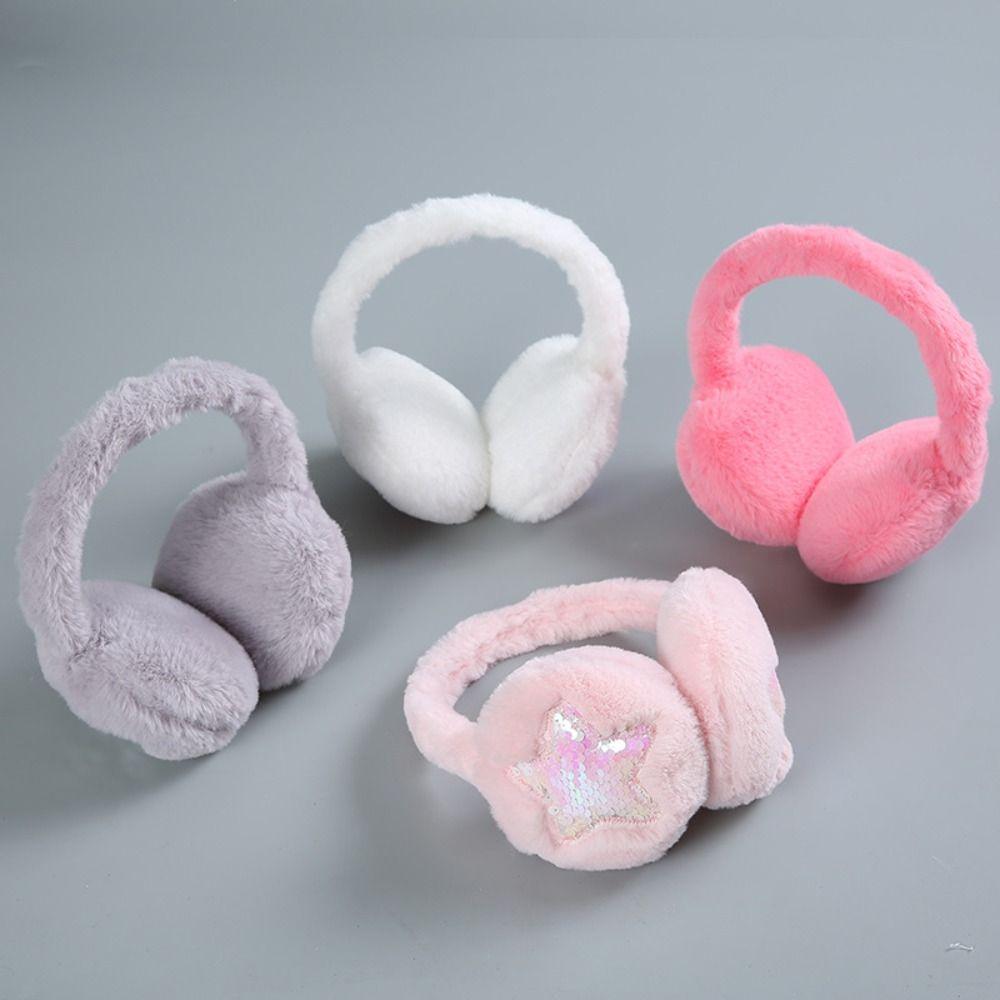 Cute Ear Warmer Anti-Freeze Winter Warm Ear Cover Thickening Sequins Star Earmuffs for Women Girls