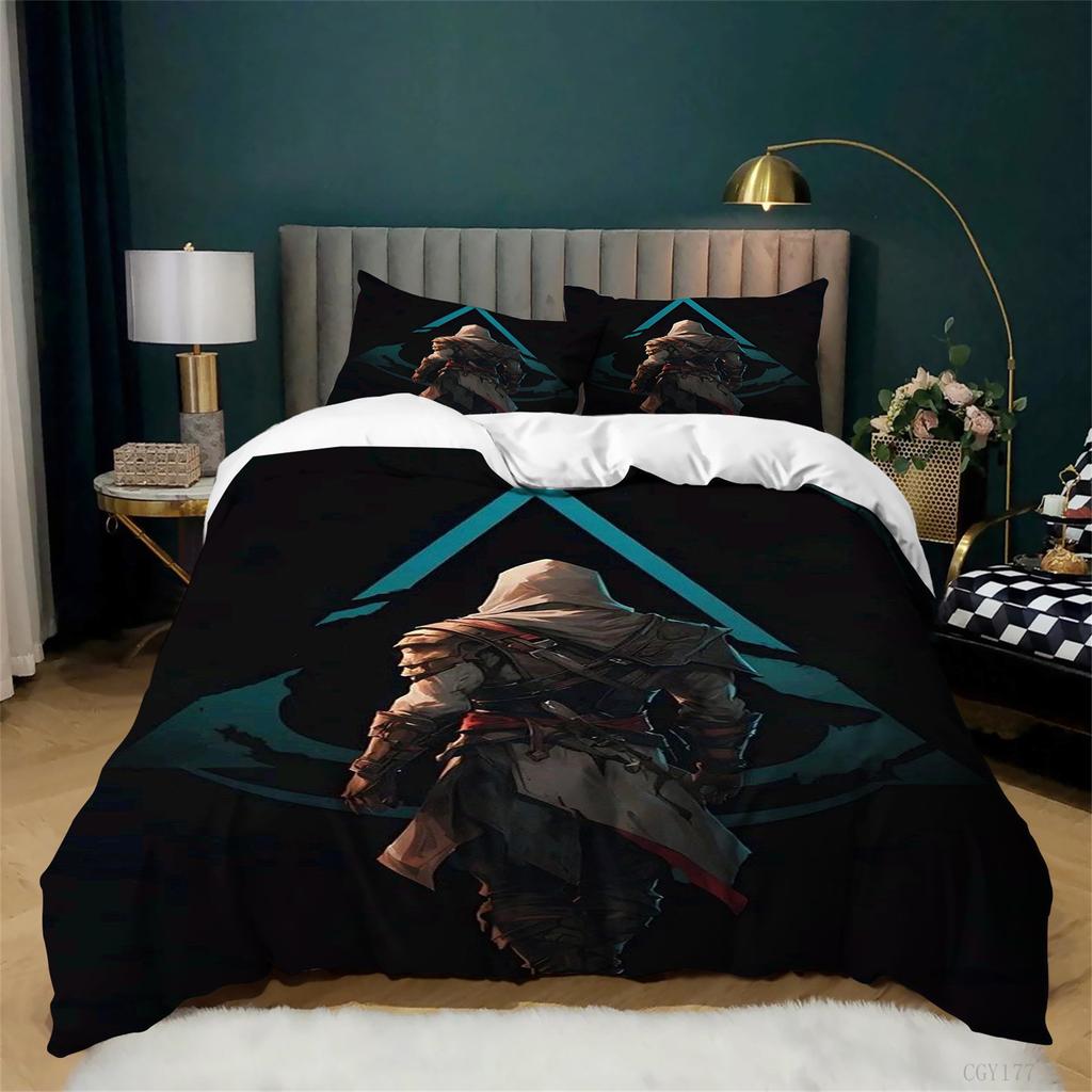 Teens Boys Assa-ssin's Creed Lightweight Bedding Set 3-Pcs All-Season Graphic Duvet Cover Set Classic Ultra Soft Quilt Cover