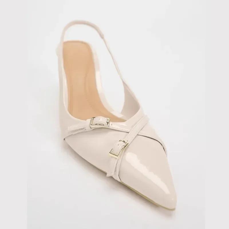 2025 Summer Designer Women Pumps Sexy Pointed Toe Thin High Heels Fashion Cross Belt Buckle High Heels Sandals Office Women Shoe