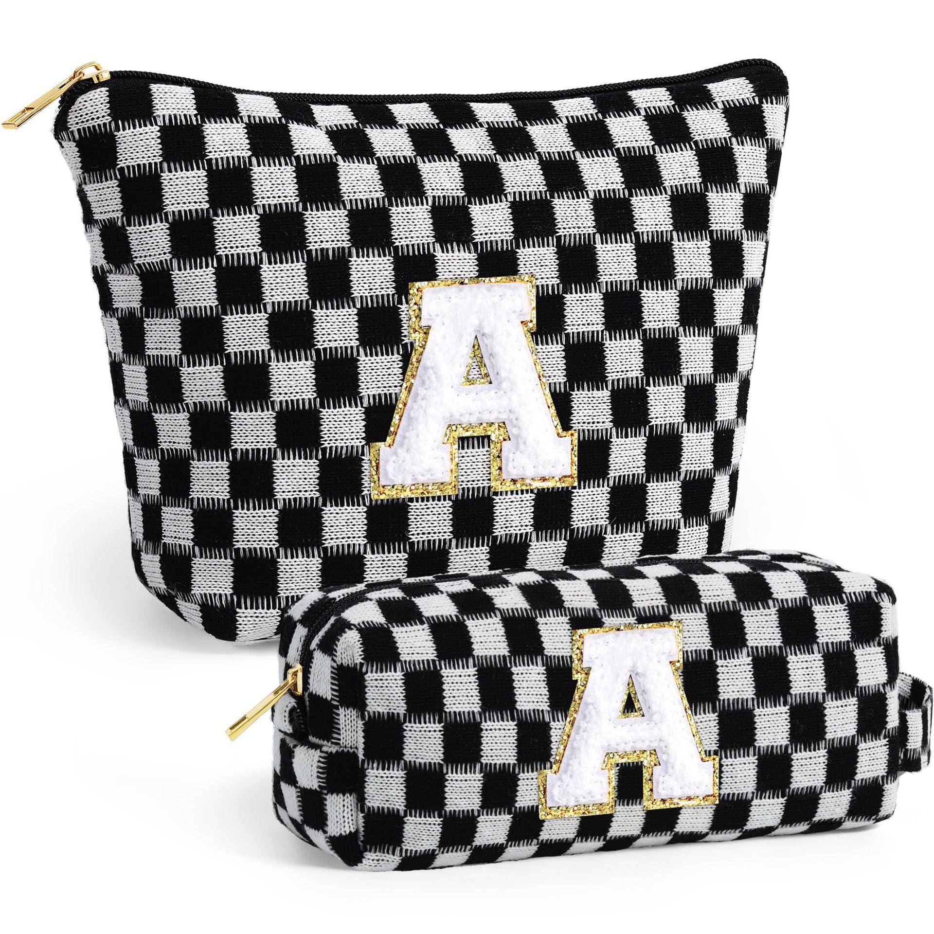 Checkerboard letter cosmetic bag large-capacity storage bag toiletry clutch bag чёрный