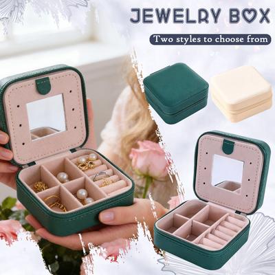 Reise Schmuckkästchen, Reise Schmuck Organizer, Kleine Box, Frauengeschenk mit Spiegel.
