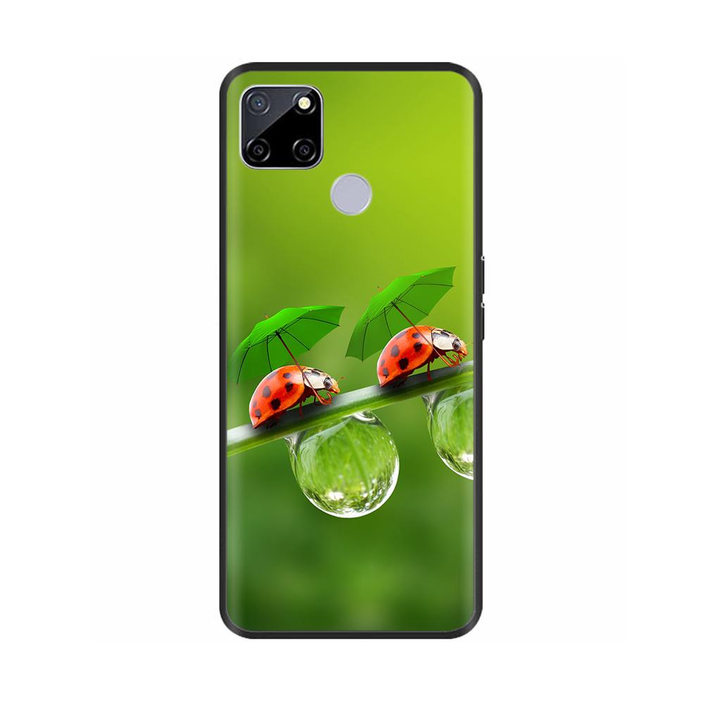For Realme C25 Case C25s Soft Cute Cover for OPPO Realme C25Y C21Y Silicone Black TPU Phone Case For OPPO Realme C21 Flower Capa