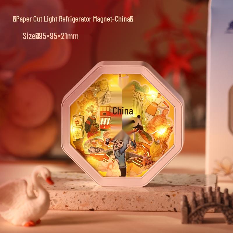 

Guochao Paper Sculpture Fridge Magnet Souvenirs for Tourist Attractions