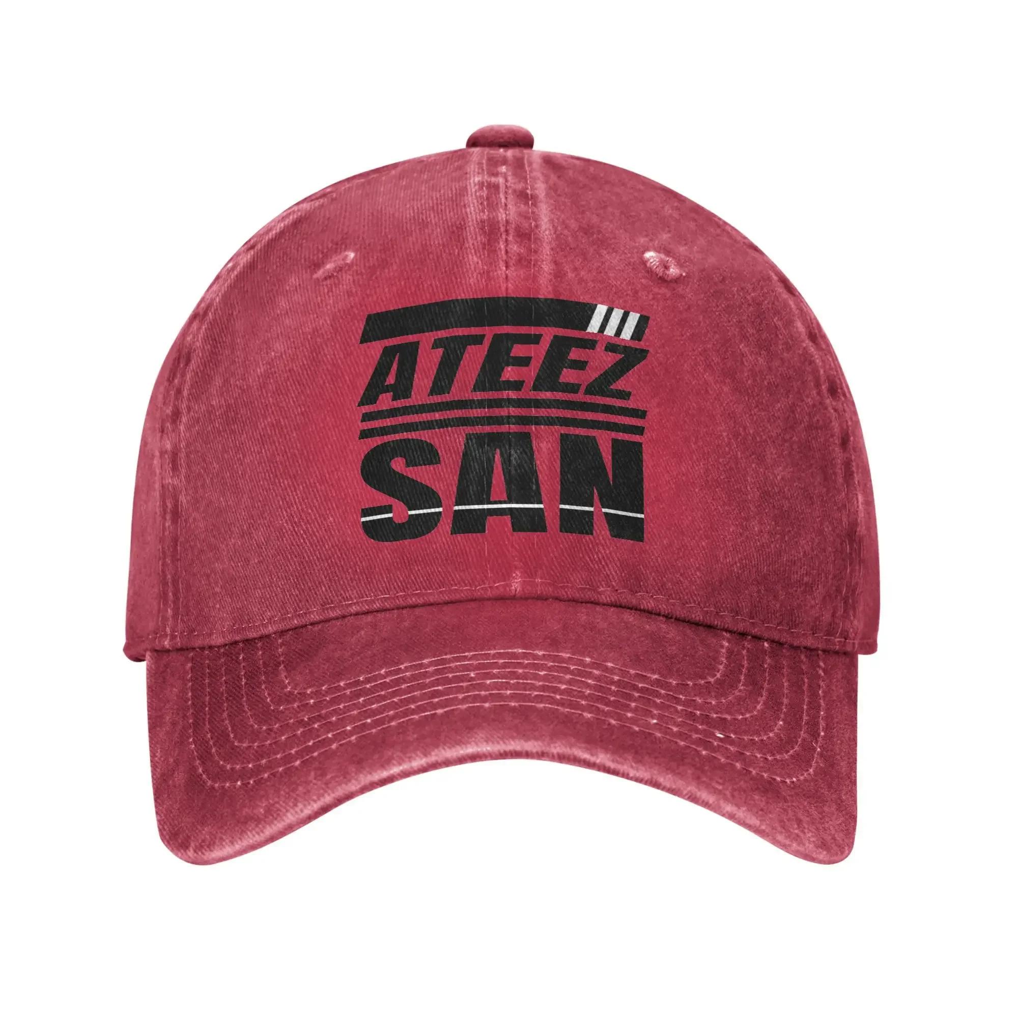 Ateezed KPOP Baseball Cap Vintage Distressed Denim Snapback Hat Unisex Women Outdoor Workouts Unstructured Soft Hats Cap One Size