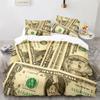 Gelddruck Bettbezug King/Queen Größe, Dollar-Scheine mit dem Porträt von Ben Franklin, Dekoratives 2/3-teiliges Polyester-Bettwäscheset