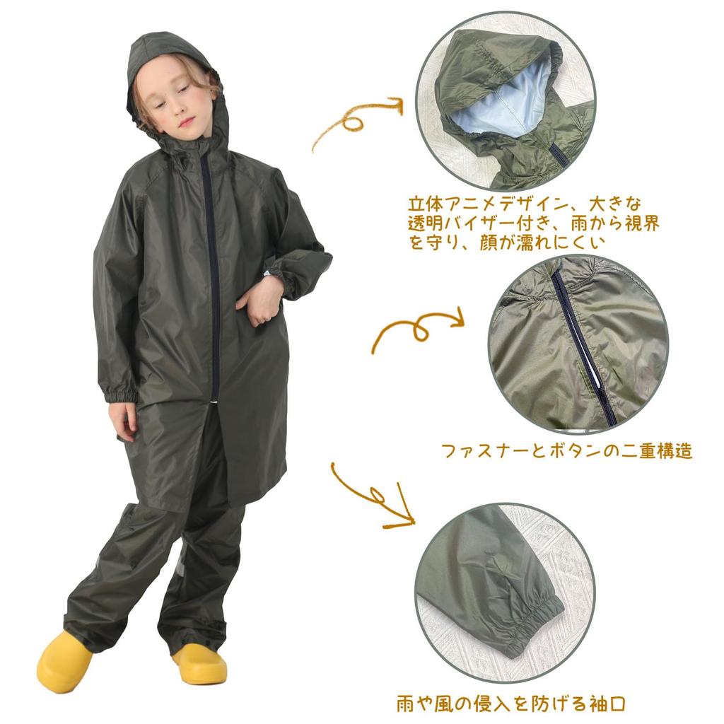 T015 Raincoat Fits School with Storage Perfect for the Rainy Season Smart-Bear Kids' Set, Backpacks, Unisex, Waterproof, Windproof, Lightweight,