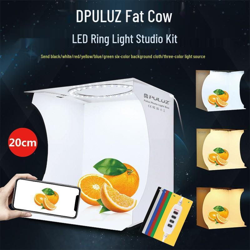 PULUZ 20cm LED Ring Light Kit - Adjustable 3-Color Temperature, High Brightness, Portable Studio Props