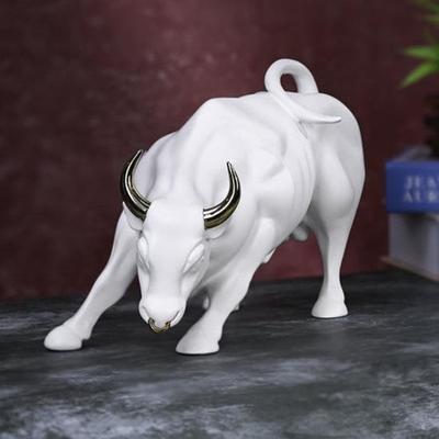 18,99 cm einzigartige skulpturale Stierstatue für Feng Shui, finanziellen Erfolg und Wohlstand, eleganter Harzbulle, perfekt für Einweihungsfeiern, Geschäfte