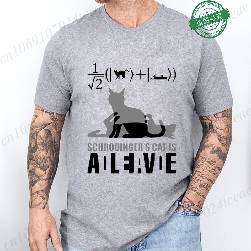 Men's Summer Casual Shirt Funny Cat Escape Plan Science Design T-Shirt Men's Physics Science Nerd Geek Short Sleeve T-Shirt Tops
