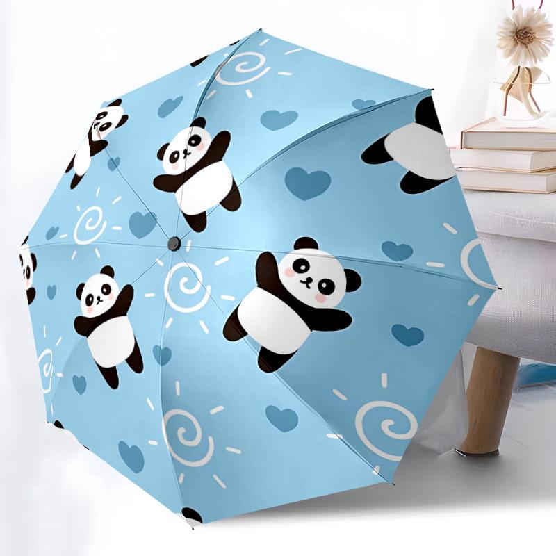 1pc Panda, Heart Automatic Open/Close Umbrella, Compact Travel Umbrella, 8-Rib Sturdy Frame - Ideal Gift for Friends Yy251118072