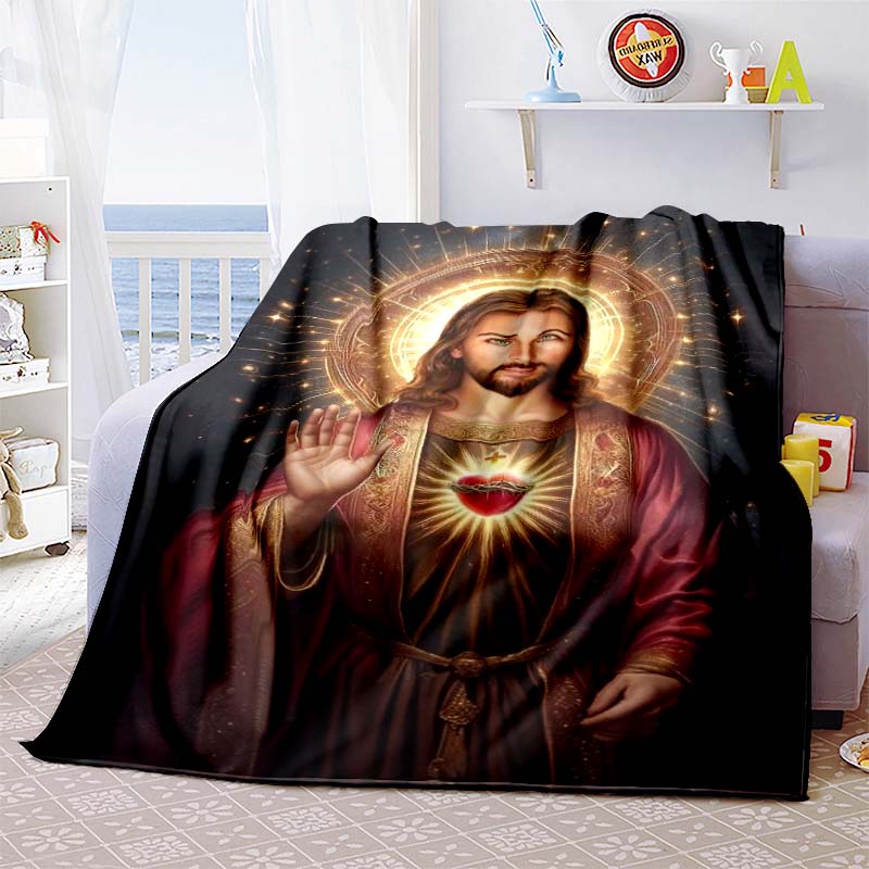 3D Blessed Virgin Mary Jesus HD Blanket,Soft Throw Blanket for Home Bedroom Bed Sofa Picnic Travel Office Rest Cover Blanket Kid