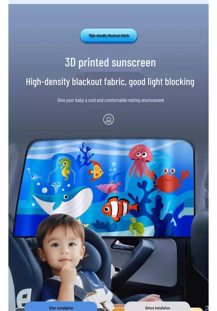 Rear Seat Blackout Sunshade Curtains for Kids