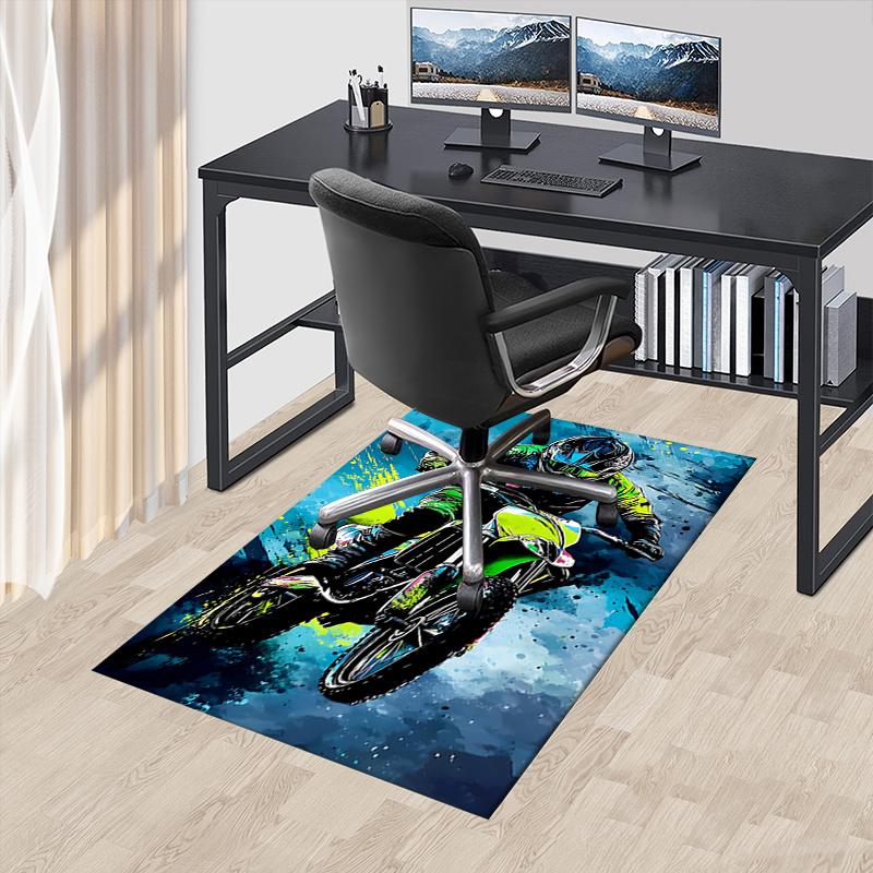Motorcycle Office Carpet Chair Mat: Office Rug, Home Decor, Gift for Office Enthusiasts, Suitable for Bedroom, Living Room, and Various Rooms