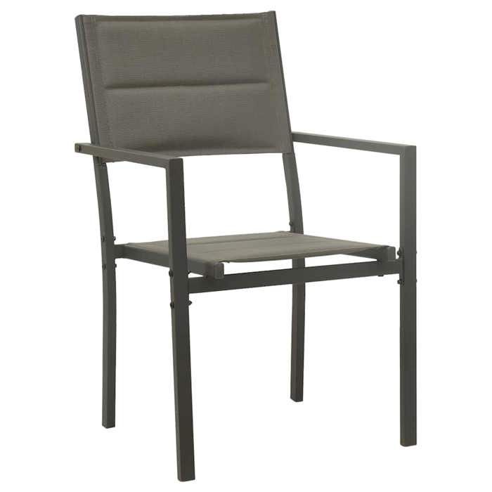 Maison Exclusive - Chaises de jardin lot de 2 Textilène acier Gris et anthracite