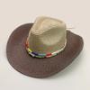 Hollow Beaded Rope Colorful Beach Cowboy Hat Men'S And Women'S Foldable Sunshade Breathable Mountaineering Straw Hat