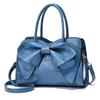 Damen Lackleder Glänzend Schleife Handtasche, Krokodilprägung Oberer Griff Satchel, Abnehmbarer Riemen Umhängetasche Schultertasche
