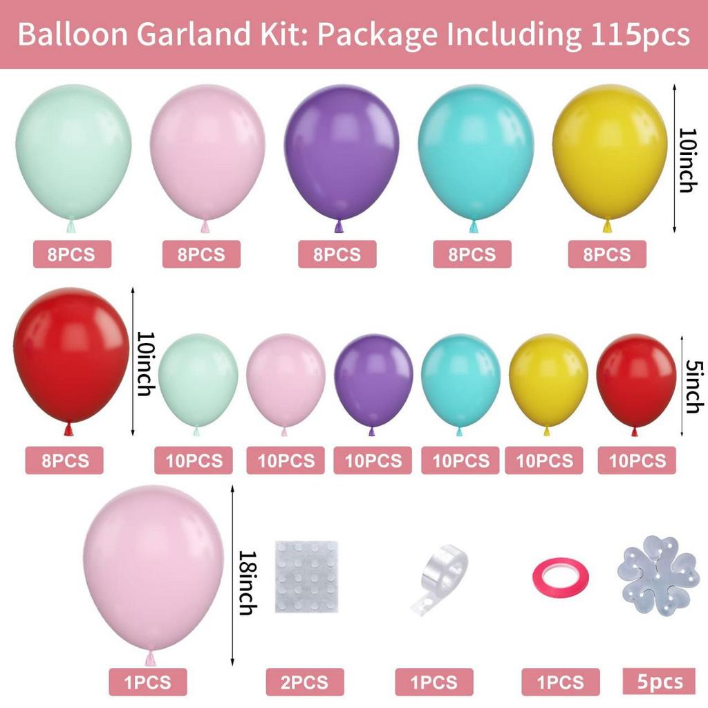 Colorful Macaron Daisy Wedding Dessert Table Decoration Set with Balloon and Flower Garland