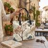 Boho Botanical Print Tote Bag Casual Large Capacity Shoulder Handbag for Daily Use