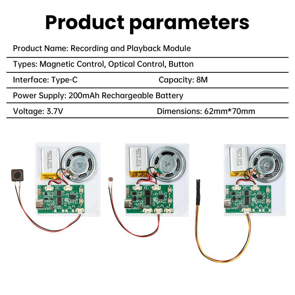 DIY modul pro nahrávání a přehrávání 8M USB Záznamový narozeninový přání Hudební hlasový modul Čip pro DIY Hlasová audio hračka Pozdravné přání