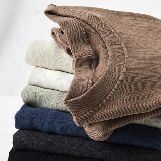 Women Bottom Tops Round Neck Long Sleeve Slim Fit Pullover Tops Solid Color Design Ribbed Texture Tee Shirt