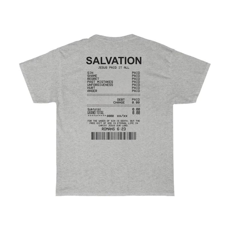 Unisex Salvation Back Print Bible Verse TShirts Oversized Funny Streetwear Christian T Shirts Jesus Faith Tees Gifts Unisex Tops