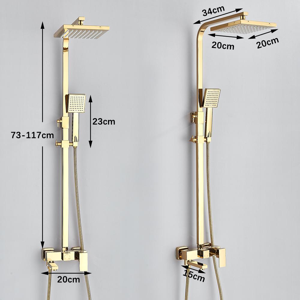 Glossy Gold Shower System 3 in 1 with Rain Handheld Shower Swivel Spout Shower For Bathroom Bathtub Shower Faucet