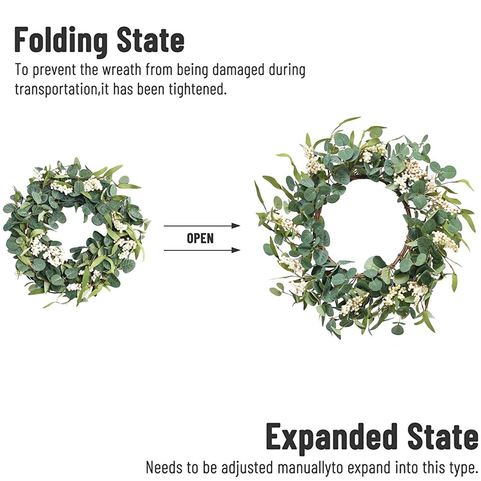 20inch Eucalyptus Wreath with Berries Artificial Greenery Wreath Farmhouse Door Wreath for Front Door Indoors China Mainland