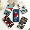 J-Japan S-Style Ukiyo-e    Phone Case For Samsung Galaxy A73,A72,A71,A70,A53,A52,A51,Others Soft Black Cover
