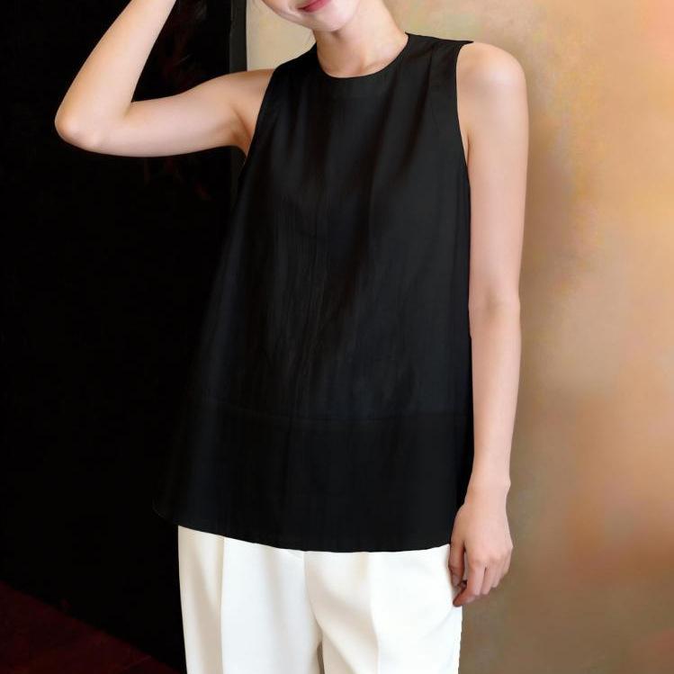 Japanese-style white cotton-linen vest for women, niche loose, thin breathable linen doll top, sleeveless top