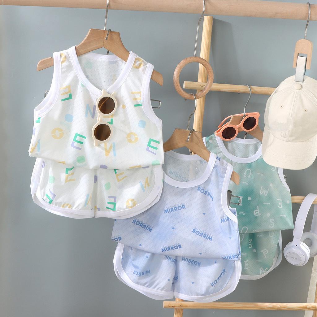 Children's Clothing Print Sleeveless Tops Shorts Cute Breathable Kids Summer Vest Shorts Set Tank Top For Baby Clothing Children