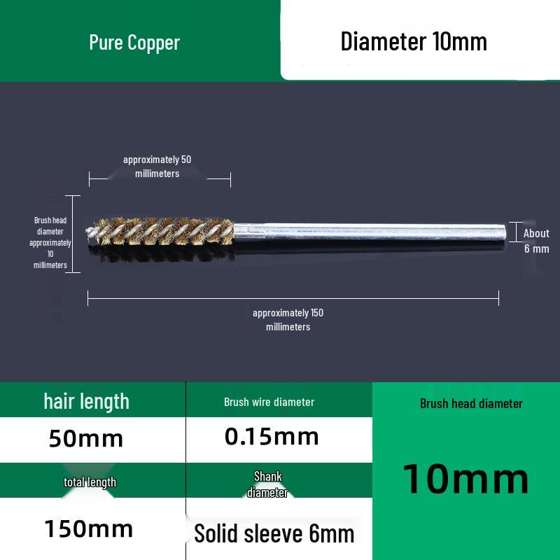 Industrial Rust Removal and Polishing Brush with Handle - Stainless Steel and Copper Wire for Inner Hole Sanding