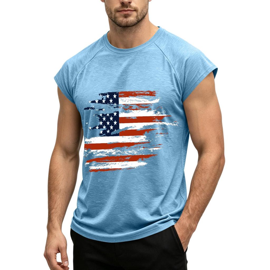 Men's Sleeveless Athletic Tank Top American Flag Graphic Print Muscle Fit Casual Workout Shirt for Summer
