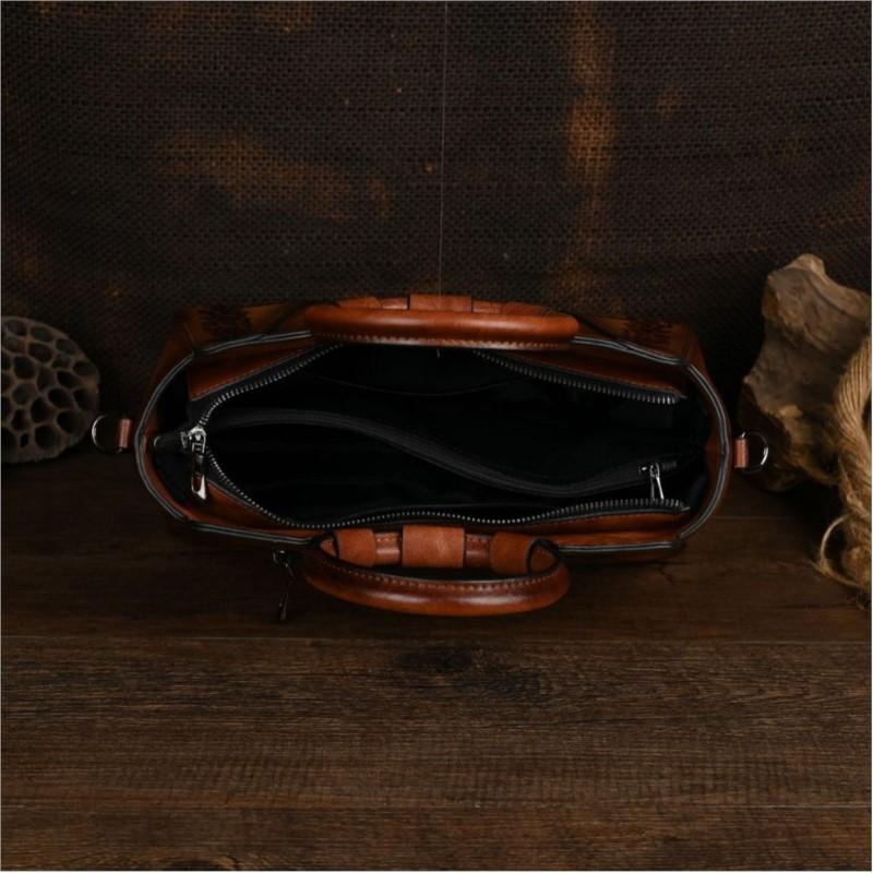 Johnature Vintage Embossed Exquisite Handbag Large Capacity Versatile Shoulder Crossbody Women's Bag