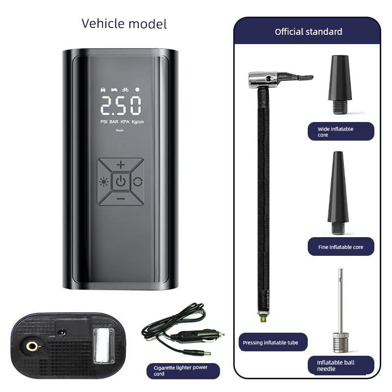 

Vehicle Air Pump Portable Car Wireless Digital Display Tire Pump Multifunctional Emergency Power Bank Tire Air Pump Car Model (Power from Cigarette Lighter)