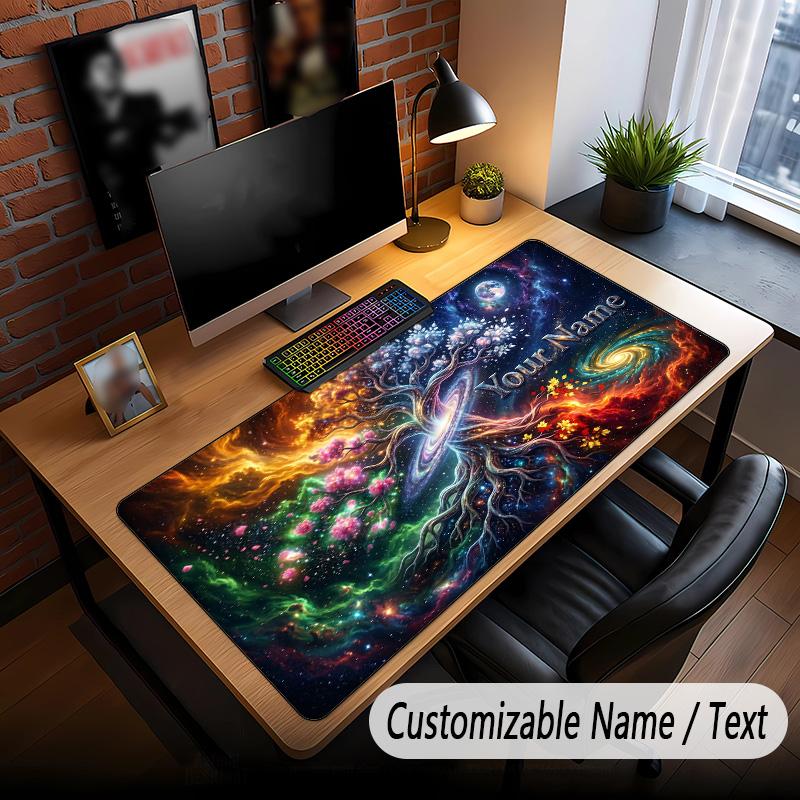 Rose Floral Theme Custom Mouse Pad Personalized With Name Text Customized Desk Mat For Office Home Decor
