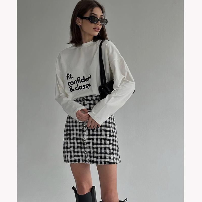 Hirsionsan Sanfte Brief Gedruckt Oansatz Langarm T Shirts Frauen Vintage Grundlegende Alle-spiel Pullover Tees Weibliche Freizeit Kleidung