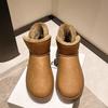 Large size winter new women's thick-soled snow boots short tube piled and thickened waterproof leather thermal cotton boots