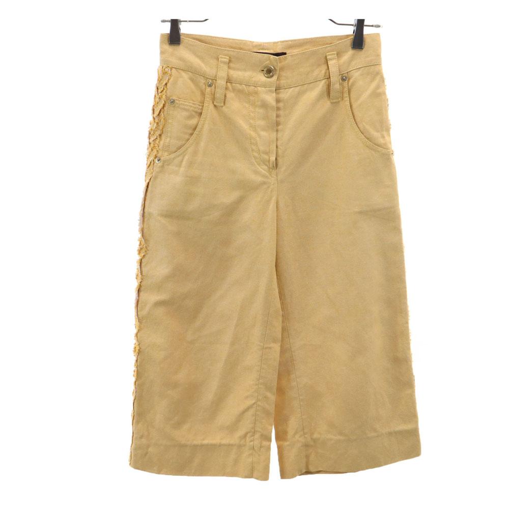 Louis Vuitton Made In France Linen Blend Cropped Pants 34 Camel Women Used