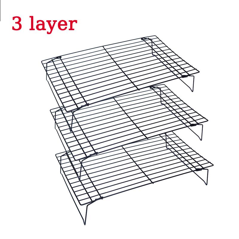 Stainless Steel 3 Layer Foldable Non Stick Wire Grid Baking Tray Cake Cooling Rack Oven Pizza Bread Holder BBQ Shelf Kitchen