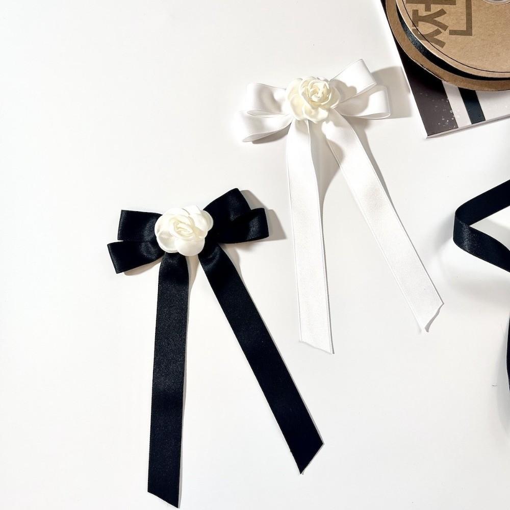 Pearl Black Bow Brooch Pin Camellia Funerals Memorial Pin Sweet Black Ribbon Pin  Shirt