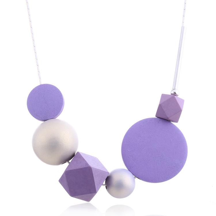 

JMXD-Candy Wood Bead Кулон Ожерелье Женское Жемчужное Ожерелье Модные Модные Украшения, Аксессуары фиолетовый