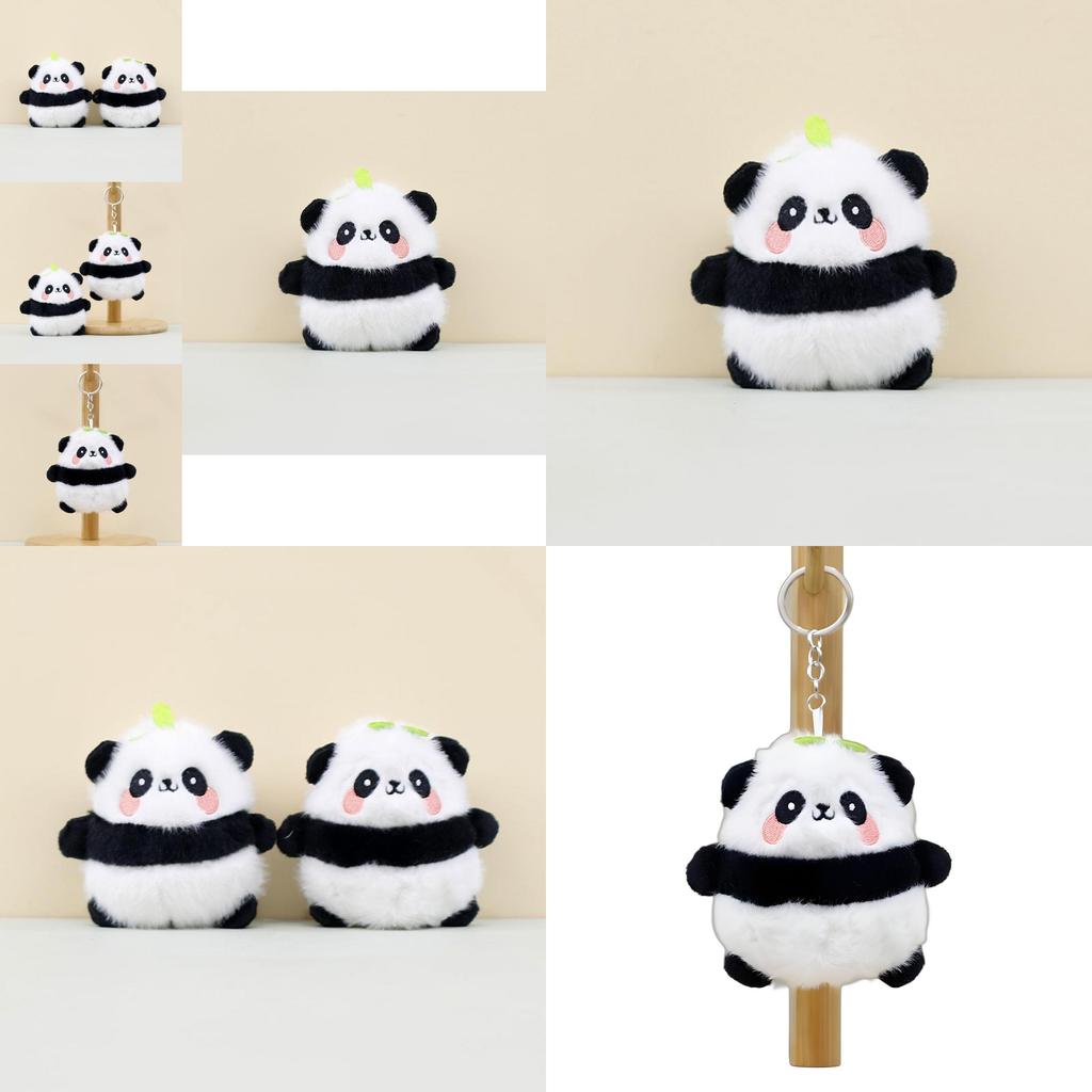Charming Panda Plush Keychain Cute Short Plush Panda Doll Adorable Bag Accessory