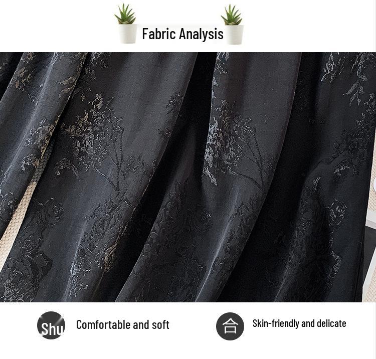 High-End Black Tencel Jacquard Wide-Leg Skirt Pants - Stylish & Versatile for Spring/Summer