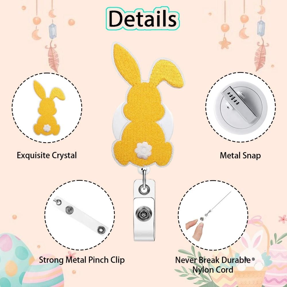 Easter Rabbit Cartoon Retractable Badge Holder Reel Id Card Holder For Office Workers Doctors Nurses Medical Students Students