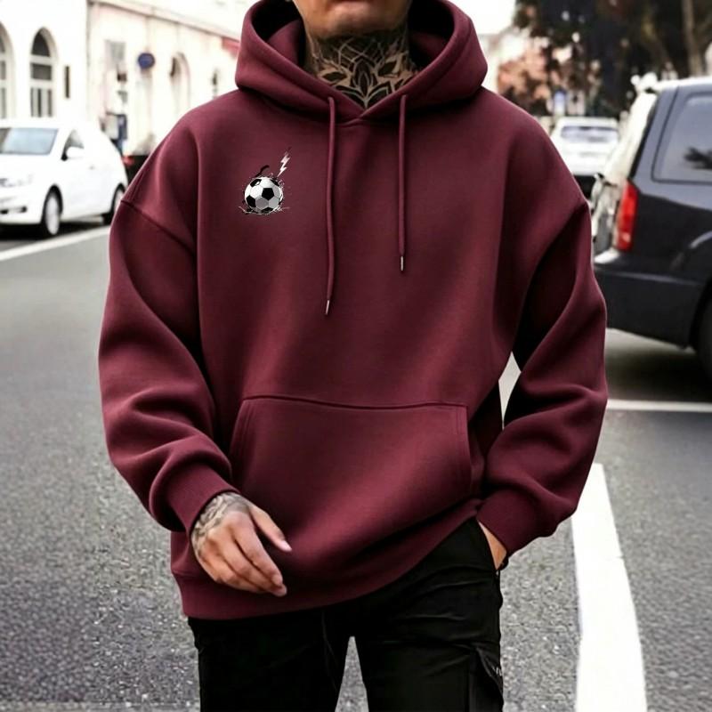 Unisex Loose Fit Hooded Sweatshirt Football Print Casual Streetwear